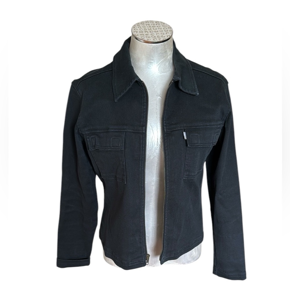 Vintage Levi’s SilverTab Black Denim Zip Up Jacket Stretch Women’s Medium
